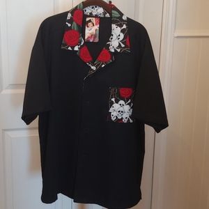 Men's Skull &Rose Bowling Shirt
